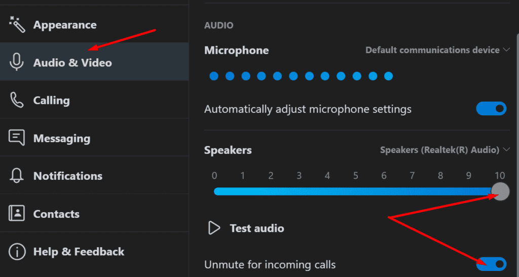 configuración de audio de skype