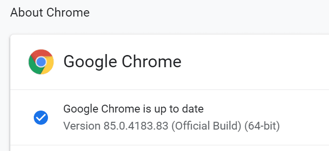 sobre la versión del navegador Chrome