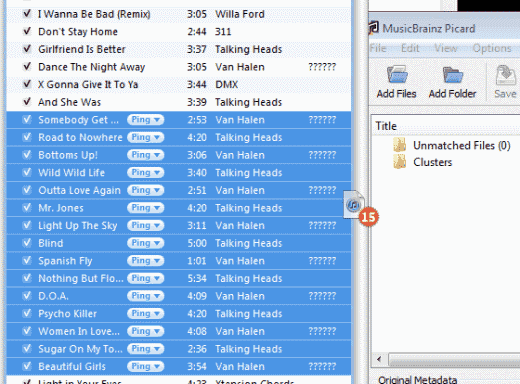 Arrastrar canciones de iTunes a MusicBrainz