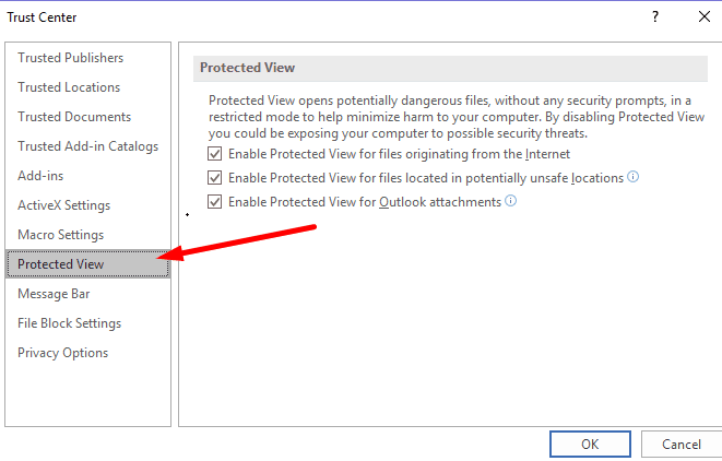 Excel: este archivo no se pudo abrir en la vista protegida