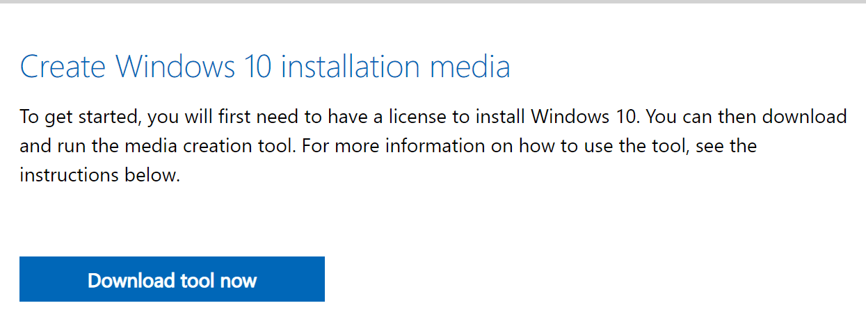 crear medios de instalación de Windows 10