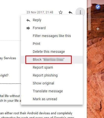 Gmail: configurar el bloqueo de correo electrónico