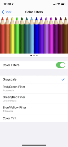 Habilitar filtros de color en la configuración del iPhone