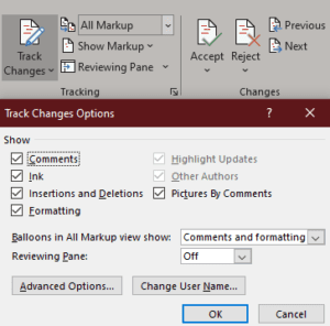 MS Word: Cómo ocultar los comentarios de los cambios de seguimiento