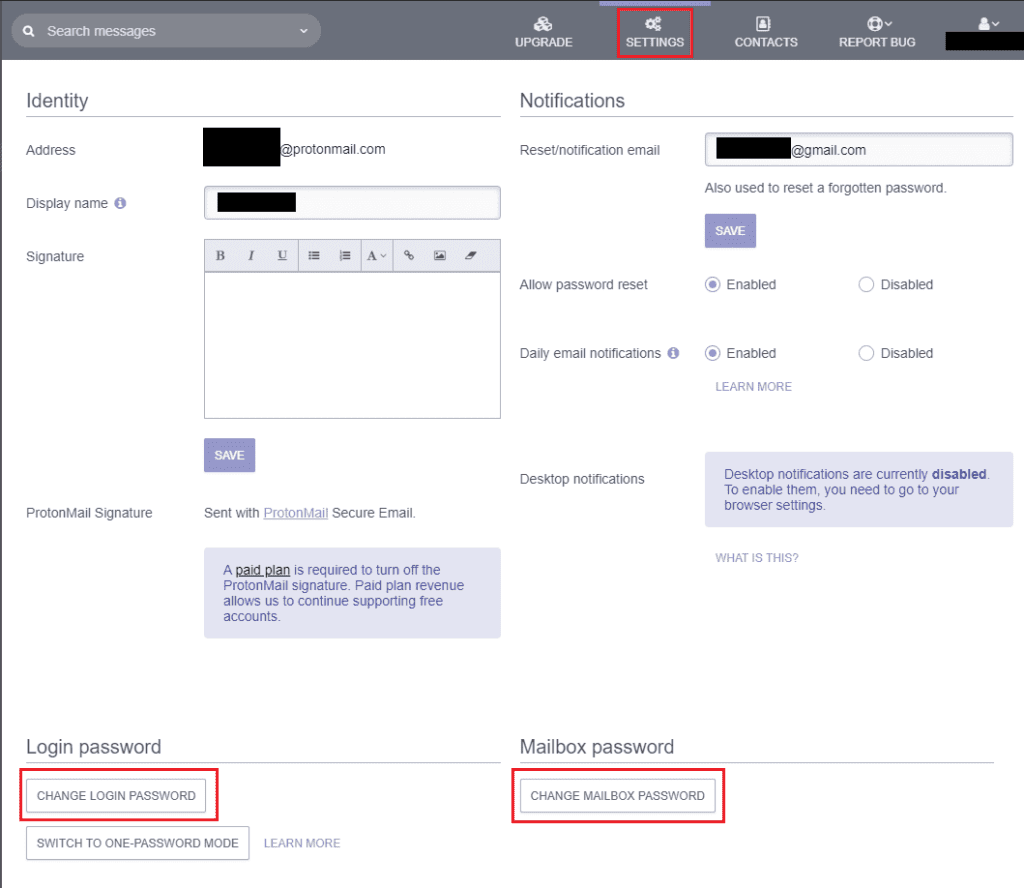 ProtonMail: Cómo cambiar su nombre de usuario y contraseña de buzón