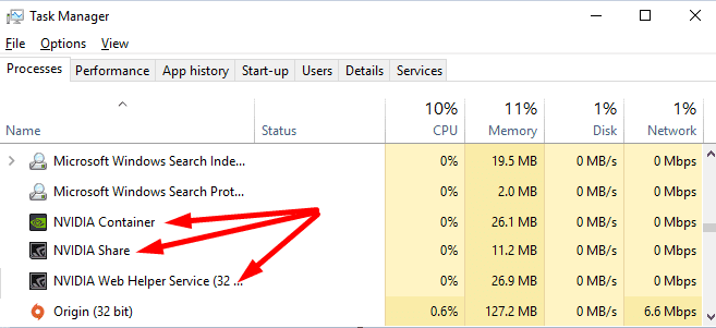 fin de la tarea administrador de tareas nvidia