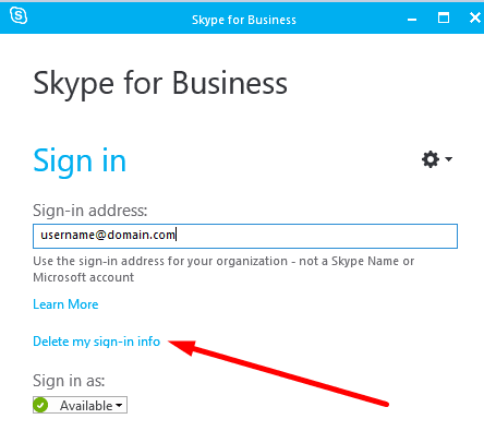 skype para empresas eliminar la información de inicio de sesión