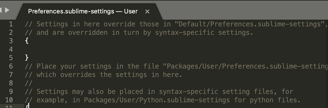 configuración de preferencias de texto sublime