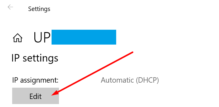 Configuración de asignación de IP de Windows 10