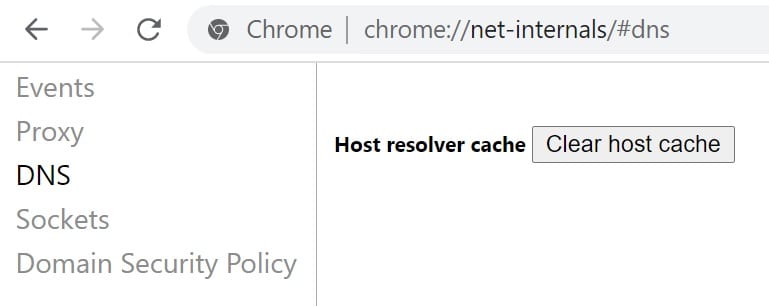 Chrome borrar caché de DNS