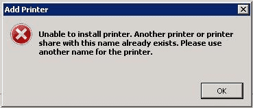 Windows: resuelva "No se puede instalar la impresora. Ya existe otra impresora o impresora con este nombre"