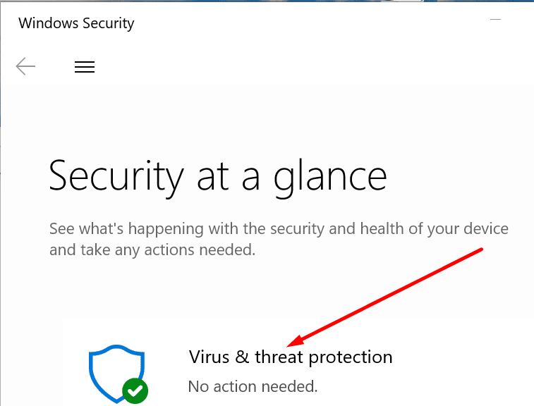 protección contra amenazas de virus de seguridad de Windows