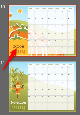 seleccione octubre en el calendario