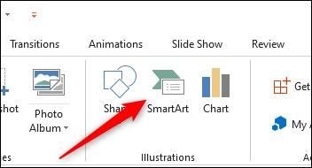 Opción SmartArt en el grupo Ilustraciones