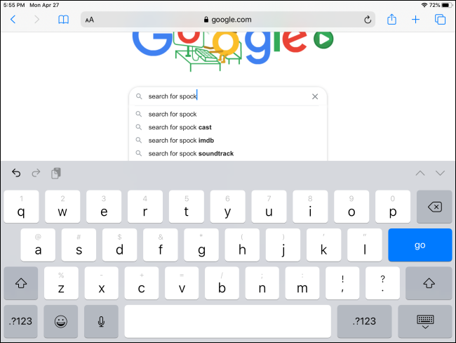 Use el teclado en pantalla del iPad para buscar en Google