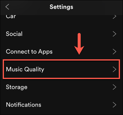 Grifo "Calidad musical" en iOS
