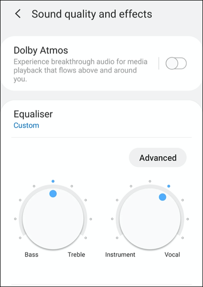 Configuración del ecualizador en un Samsung Galaxy S9 con Android 10