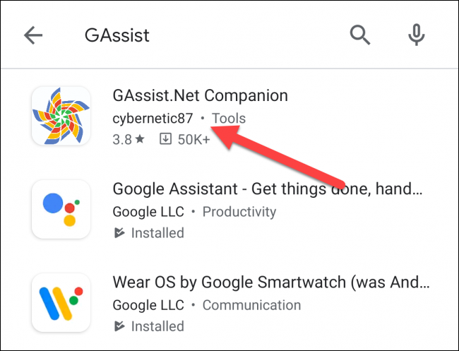 Para seleccionar "Compañero de GAssist.Net."