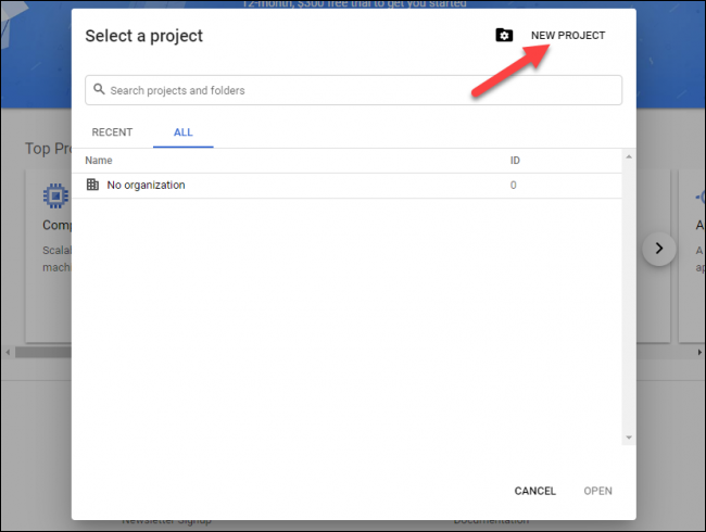 Haga clic en "Nuevo proyecto."