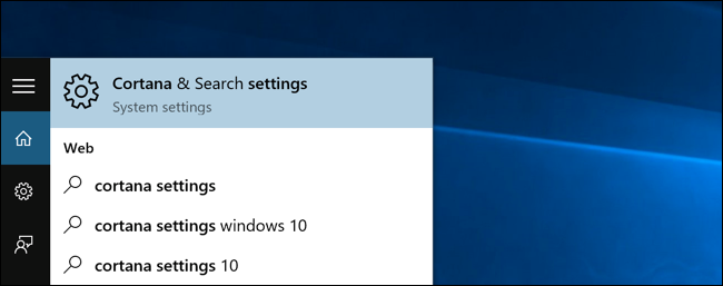 Configuración de Cortana y opción de búsqueda en el menú Inicio de Windows 10