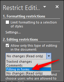 modificación de restricciones llenando formularios