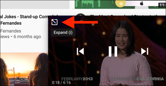 Presione el botón Expandir para abrir la página del video