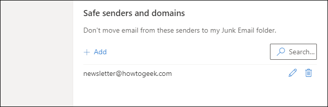 La lista de remitentes y dominios seguros en Outlook.com
