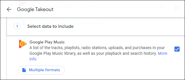 Descarga de datos de Google Play Music desde Google Takeout