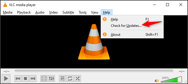 Buscando actualizaciones en VLC en Windows