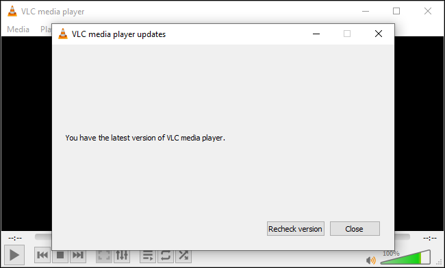 VLC diciendo que tienes la última versión