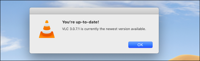 VLC para Mac que indica que está actualizado