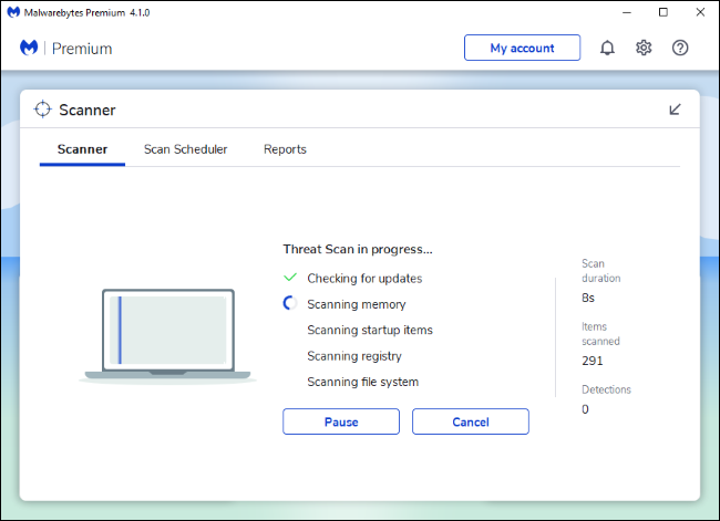 Malwarebytes Premium escanea Windows 10 con Windows Defender ejecutándose en segundo plano