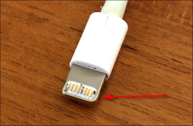 Conector Apple Lightning sucio