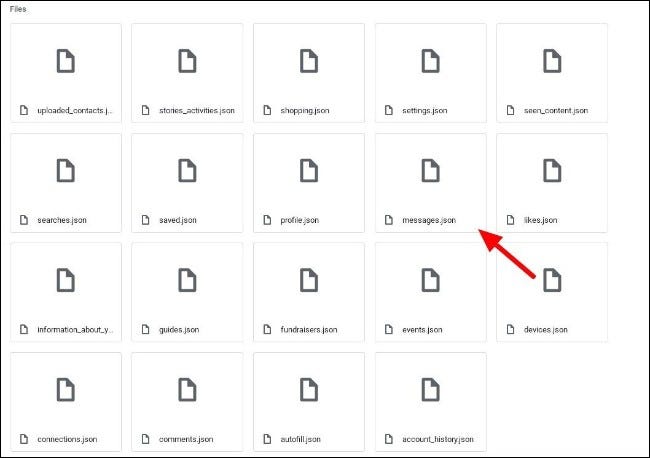 haga clic en el archivo de mensajes en el archivo de datos de Instagram