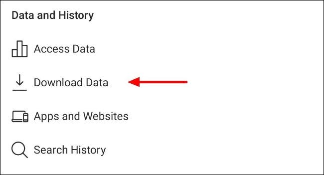 Haga clic en el botón de descarga de datos en la configuración de la aplicación de Instagram