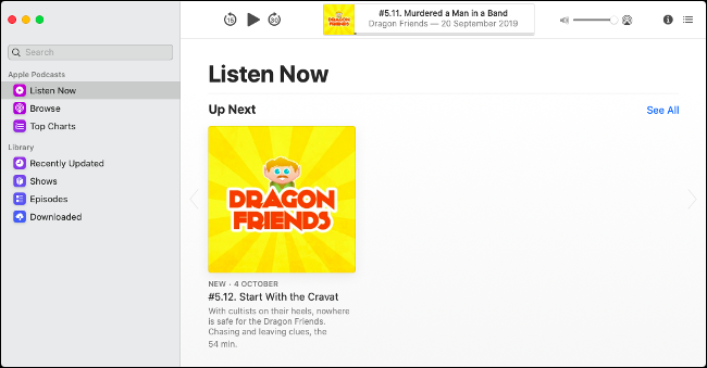 Nueva aplicación de podcasts en macOS Catalina