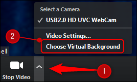 Haga clic en la flecha hacia arriba y luego en "Elija Fondo virtual."