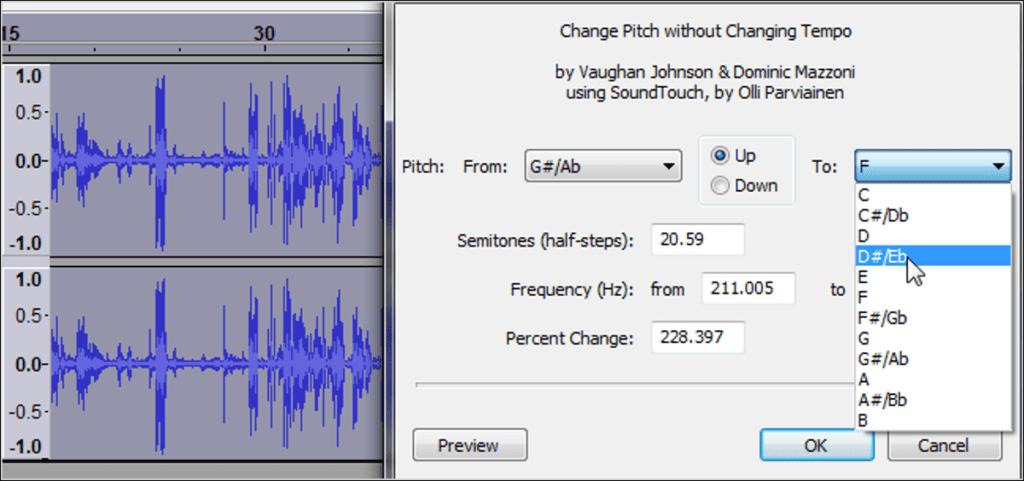 Cómo cambiar el tono y el tempo de una pista de audio de forma independiente