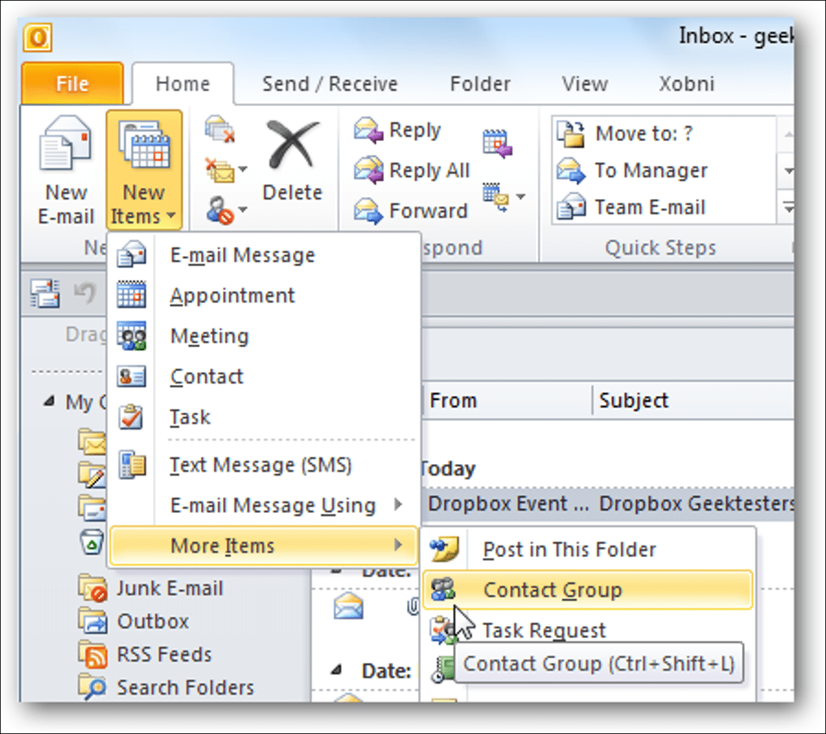 shared contacts outlook