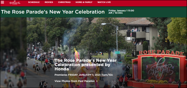 Celebración de la víspera de Año Nuevo del Desfile de las Rosas en Hallmark Channel