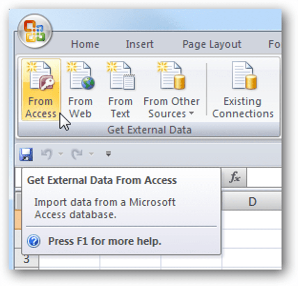 Importar una base de datos de Access a Excel