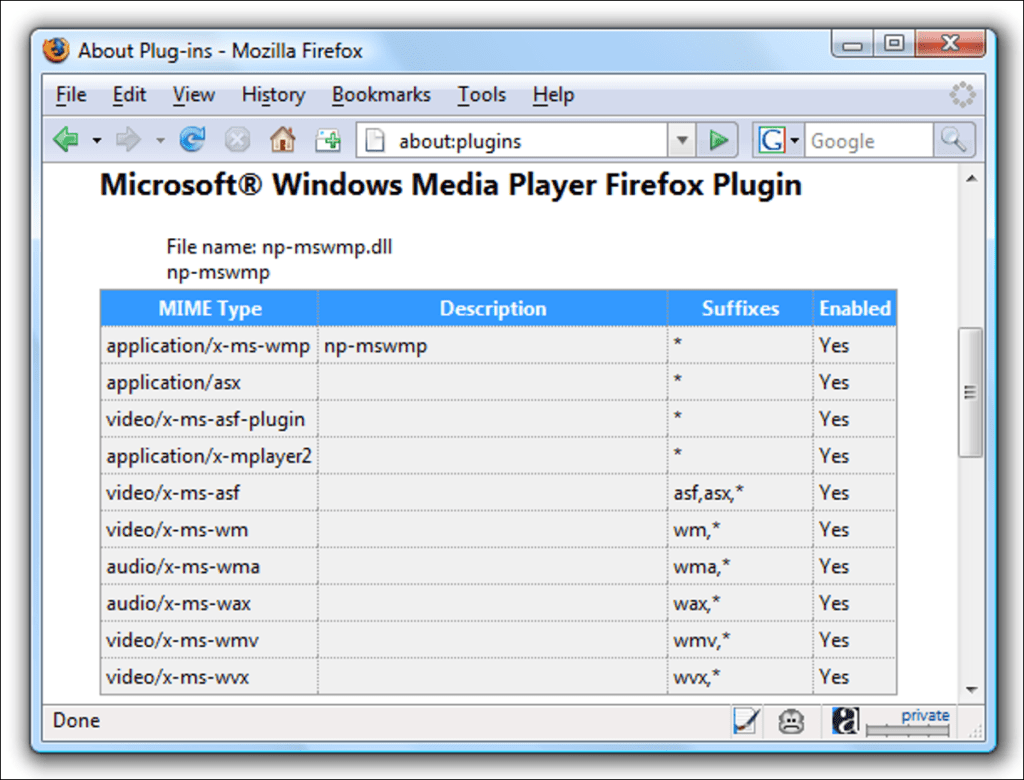 Instalación del complemento de Windows Media Player para Firefox