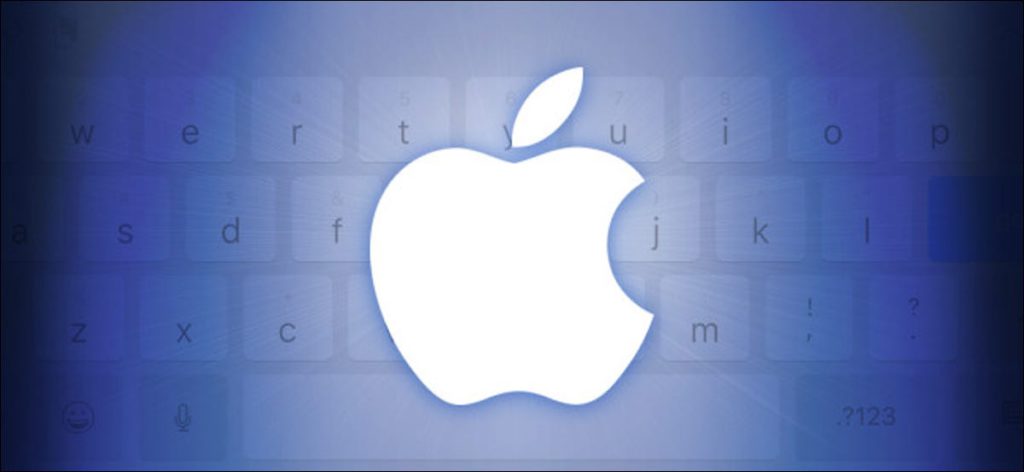 Logotipo de Apple en un teclado de pantalla de iPad