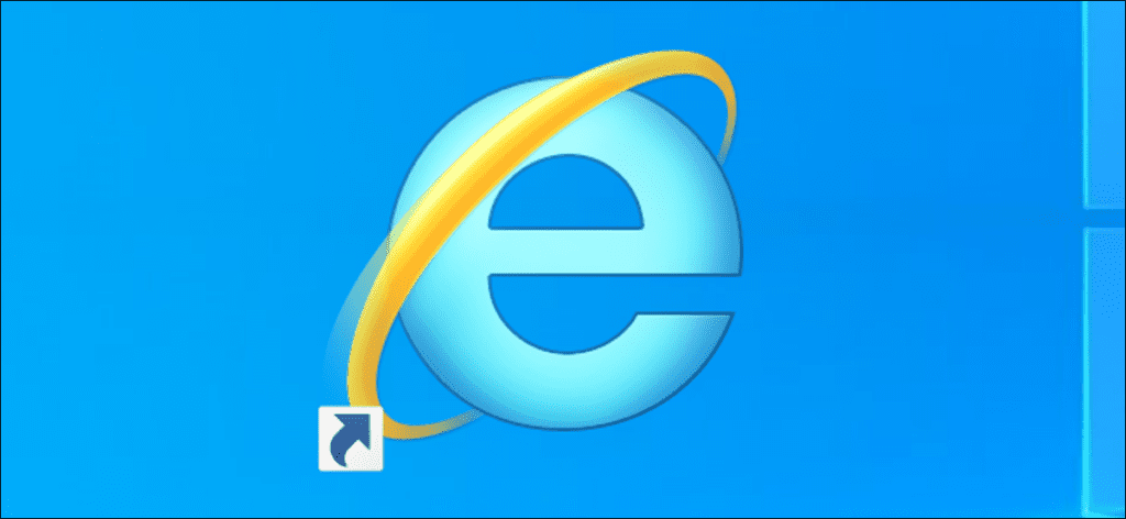 Acceso directo a Internet Explorer en un escritorio de Windows 10.