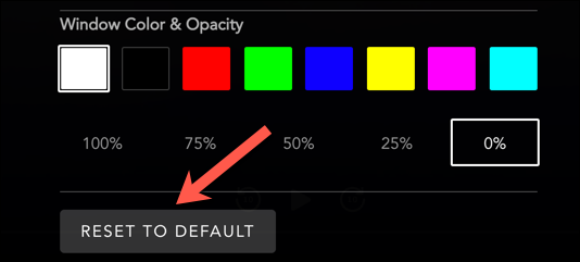 Para restablecer la configuración de subtítulos de Disney Plus, desplácese hasta la parte inferior de la "Estilo de subtítulo" menú y haga clic en el "Restablecen a los predeterminados" botón.