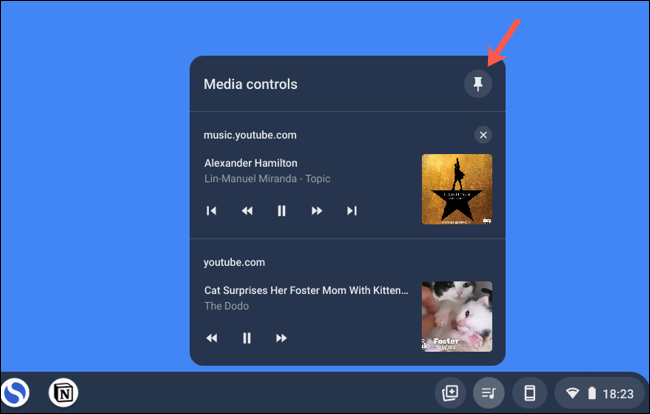 Desconectar los controles de música de la estantería de Chromebook