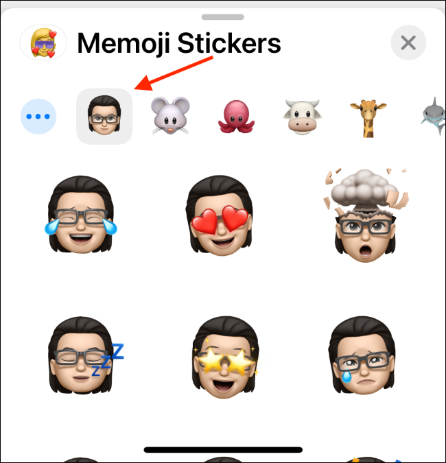 Elija su Memoji desde la vista del teclado