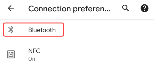 seleccione Bluetooth en las preferencias de conexión