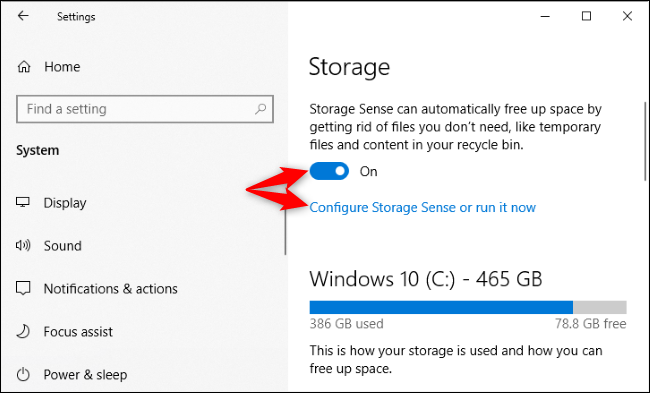 Opciones de almacenamiento de actualización de Windows 10 de mayo de 2019
