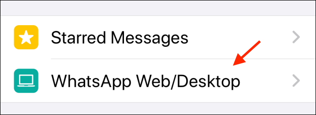 Elija WhatsApp Web en la configuración de iPhone
